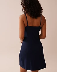 Nuisette jersey côtelé à soutien intégré et bordure de dentelle