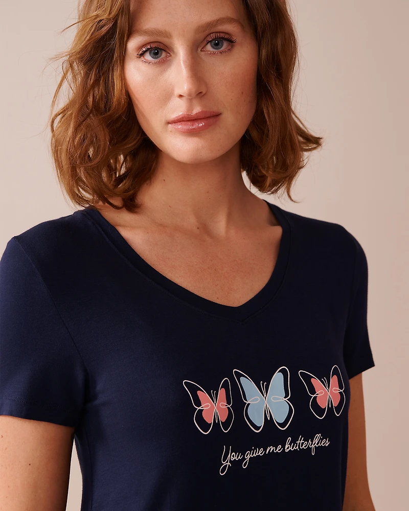 Butterfly Print Soft Jersey Short Sleeve Sleepshirt
