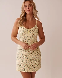 Nuisette côtelée à soutien intégré imprimé petites fleurs