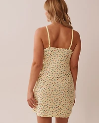 Nuisette côtelée à soutien intégré imprimé petites fleurs