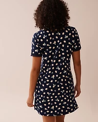 Lemon Print Lace Trim Ribbed Jersey Sleepshirt