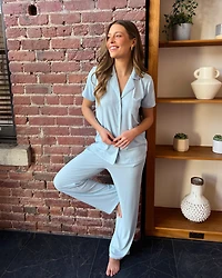 Chemisier manches courtes en modal côtel