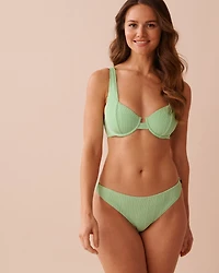 SOLID Recycled Fibers Ribbed Plunge Bikini Top