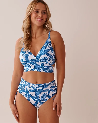 TEAL BLUE D Cup Draped Bikini Top