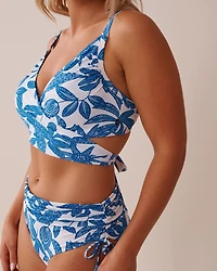 TEAL BLUE D Cup Draped Bikini Top