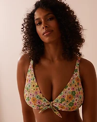 BABY BLUE Textured D Cup Triangle Bikini Top