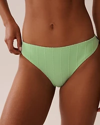 SOLID Textured Low Waist Brazilian Bikini Bottom