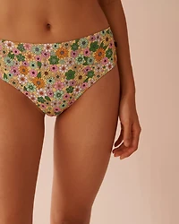 SUNSET Ribbed Mid Waist Cheeky Bikini Bottom