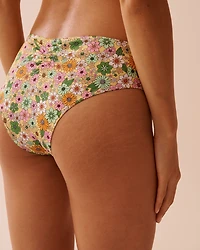 SUNSET Ribbed Mid Waist Cheeky Bikini Bottom