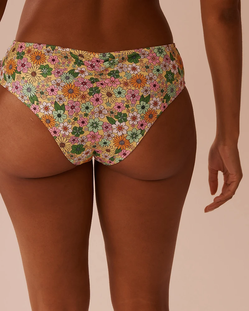 SUNSET Ribbed Mid Waist Cheeky Bikini Bottom