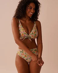 SUNSET Ribbed Mid Waist Cheeky Bikini Bottom