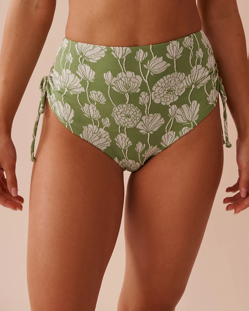 TEAL BLUE Side Tie High Waist Bikini Bottom