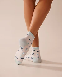 Finely Ribbed Floral Socks