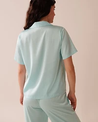 Satin Short Sleeve Button-down Shirt