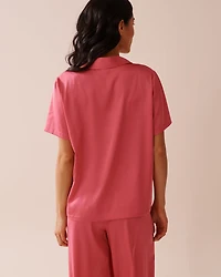 Satin Short Sleeve Button-down Shirt