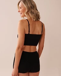 Ribbed Modal and Lace Trim Crop Cami