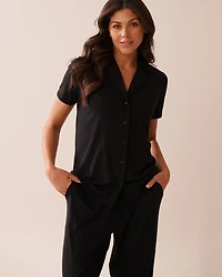 Ribbed Modal Button-down Shirt