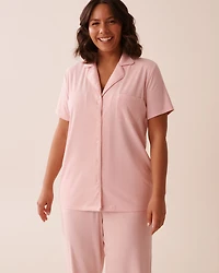 Ribbed Modal Button-down Shirt