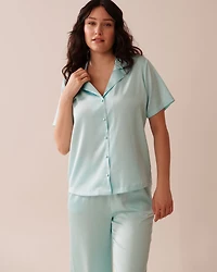 Satin Short Sleeve Button-down Shirt