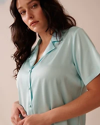 Satin Short Sleeve Button-down Shirt
