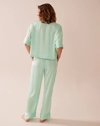 Striped Short Sleeve Satin Pajama Set
