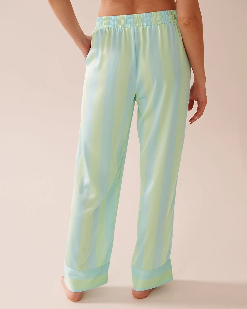 Striped Short Sleeve Satin Pajama Set