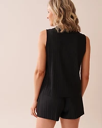 Lightweight Pleated Effect Shirt Collar Cami