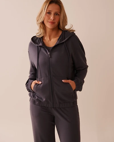 Chandail à capuchon avec fermeture éclair en french terry