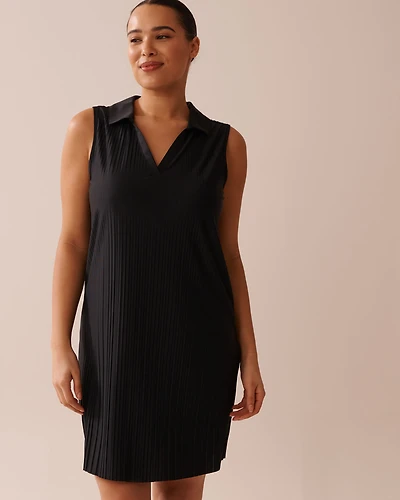 Lightweight Pleated Effect Shirt Collar Dress