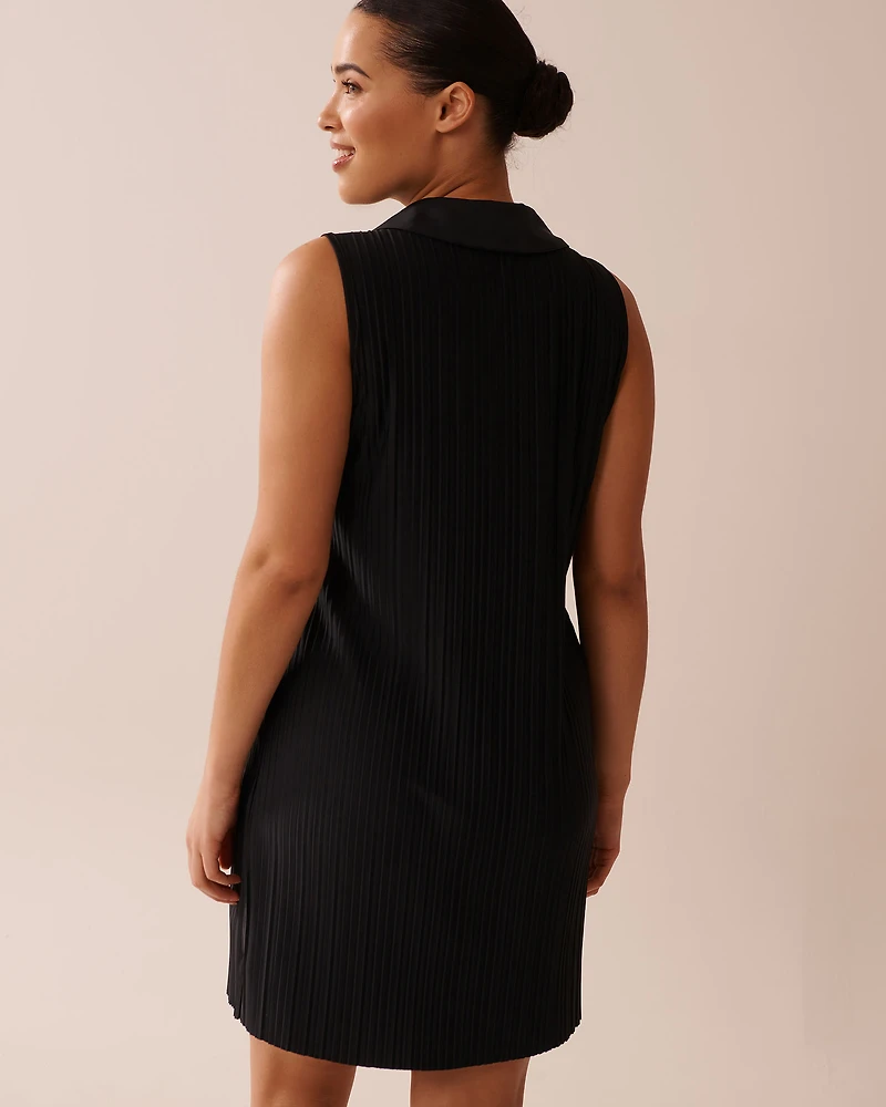 Lightweight Pleated Effect Shirt Collar Dress
