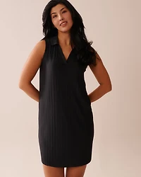 Lightweight Pleated Effect Shirt Collar Dress