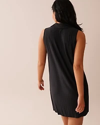 Lightweight Pleated Effect Shirt Collar Dress
