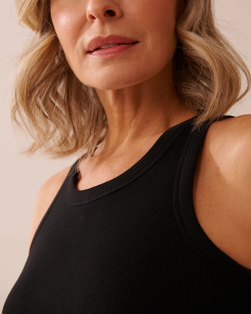 Camisole côtelée à soutien intégré en coton