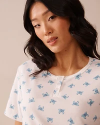 Crab Print Ribbed T-shirt