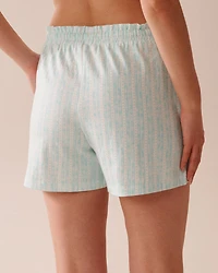 Stripe Print Cotton Pajama Shorts