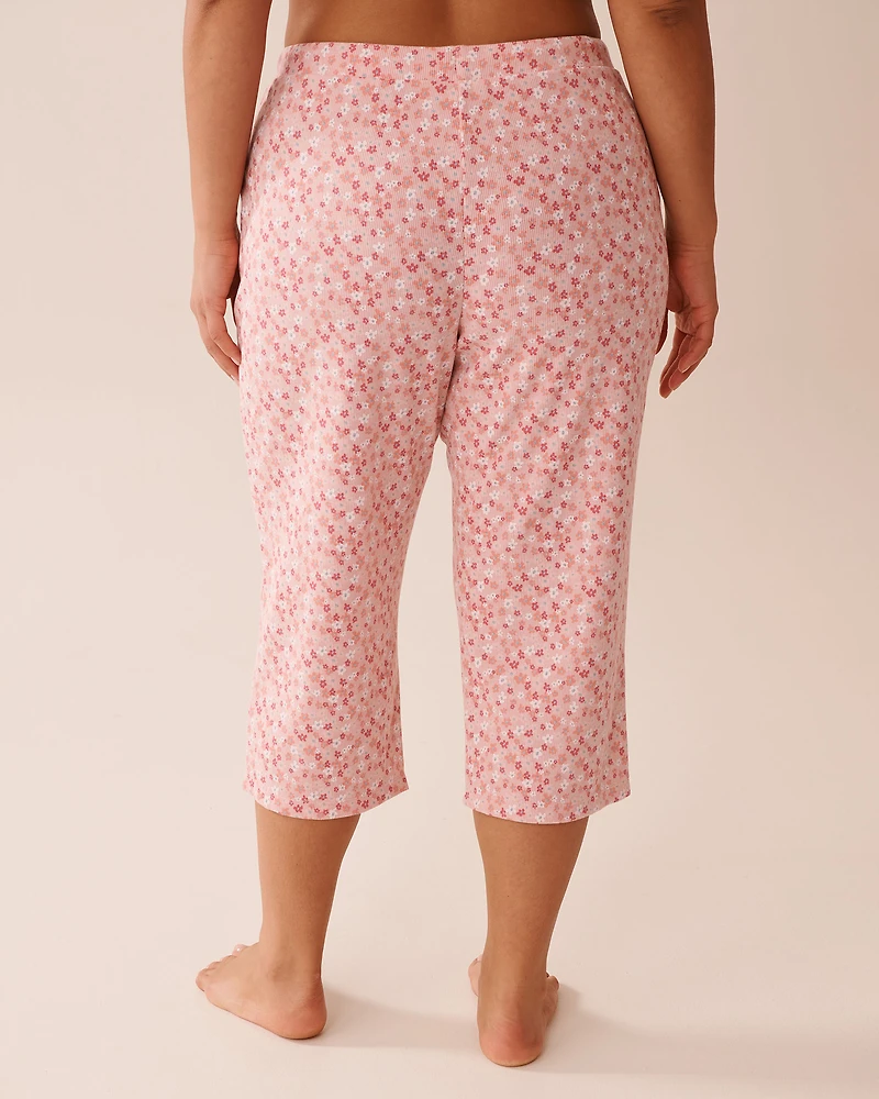 Crab Print Ribbed Pajama Capris