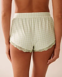 Short de pyjama ultra doux bordure dentelle motif Vichy