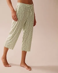 Capri de pyjama maille pointelle et bordure frisons à petites fleurs