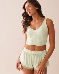 Gingham Print Super Soft Crop Cami