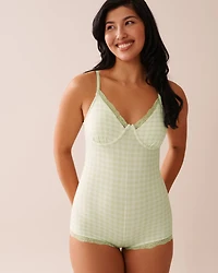 Combishort sans manches ultra doux motif Vichy