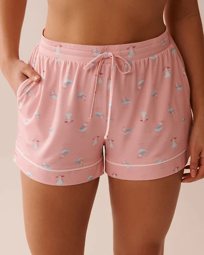 Seagull Print Super Soft Pajama Shorts
