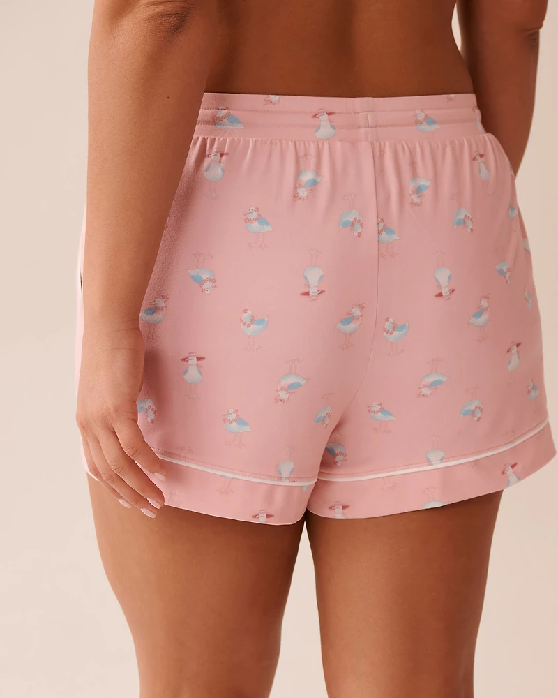 Seagull Print Super Soft Pajama Shorts