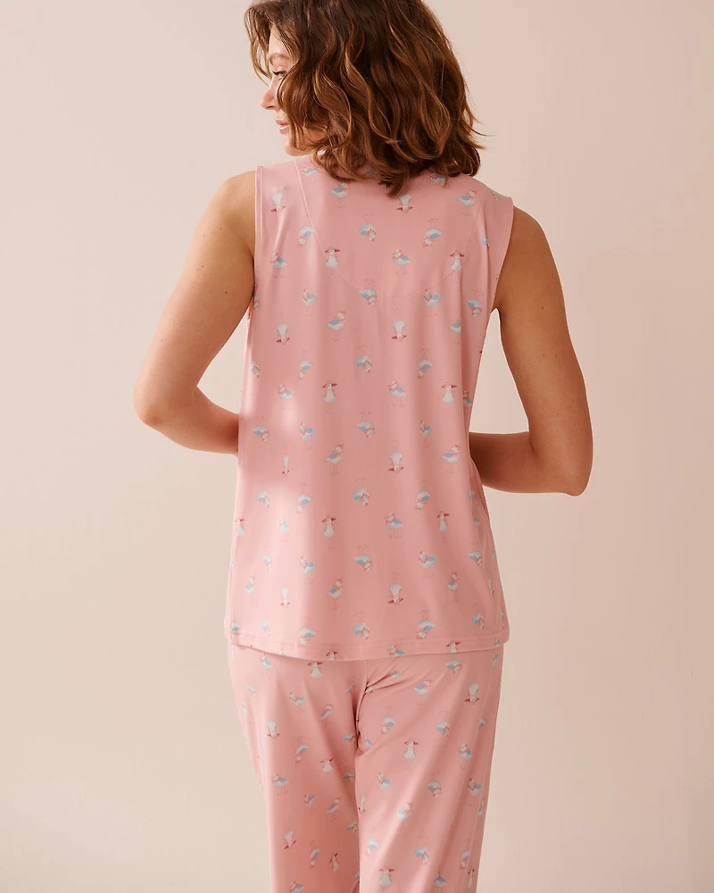 Chemisier sans manches ultra doux imprimé goéland