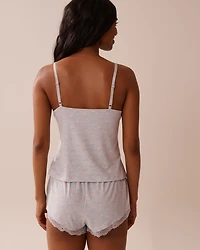 Seashell Print Lace Trim Super Soft Cami