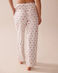 Snail Print Lace Trim Super Soft Pajama Pants