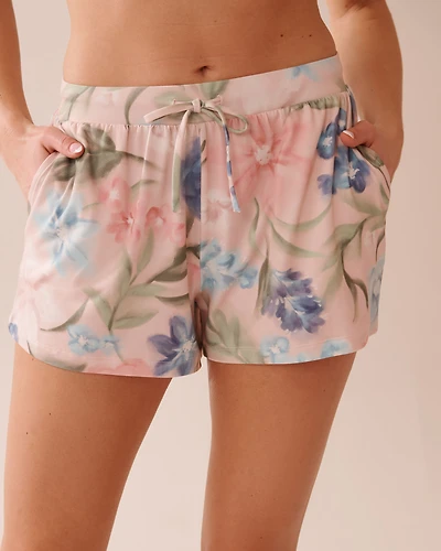 Watercolour Flower Print Super Soft Pajama Shorts