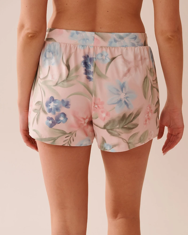 Watercolour Flower Print Super Soft Pajama Shorts