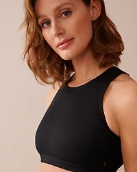 SOLID Recycled Fibers Ribbed High-Neck Bralette Bikini Top