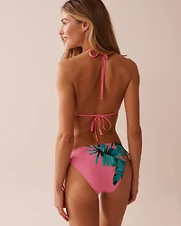PINK PALM Triangle Bikini Top