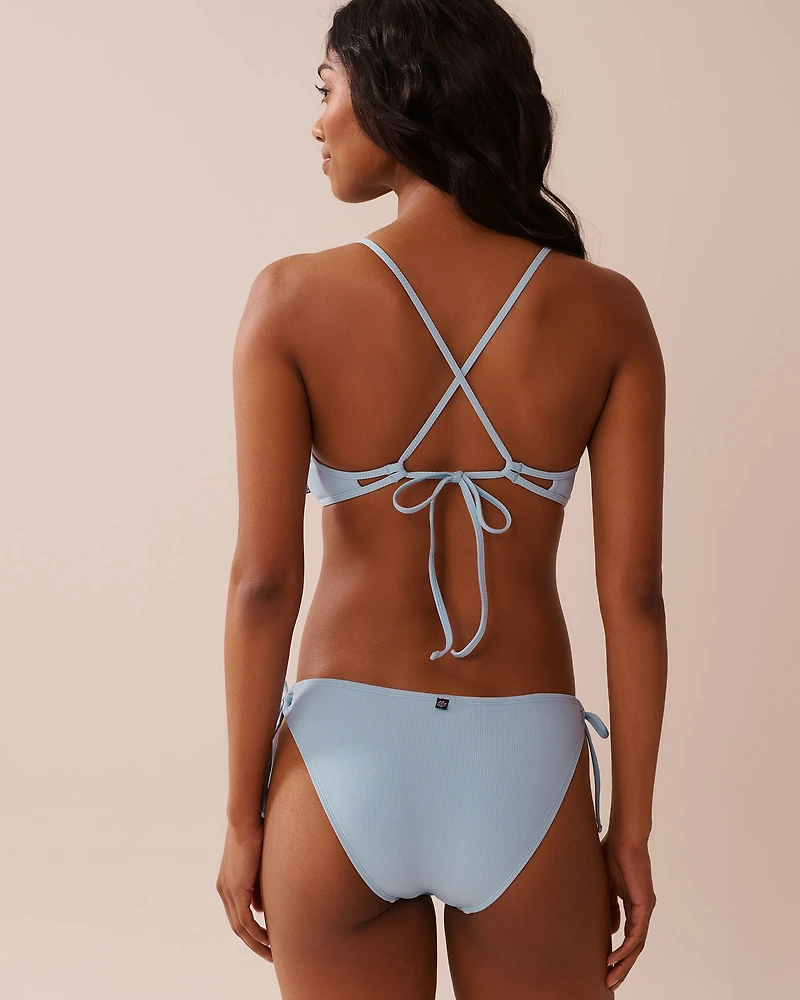 Haut de bikini bralette côtelé détails croisés BABY BLUE